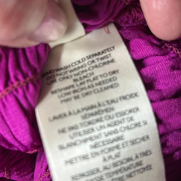 Anthropologie Top Smock Cropped Velvet Fuchsia Pink Balloon Sleeve Glam Boho M - Picture 7 of 7